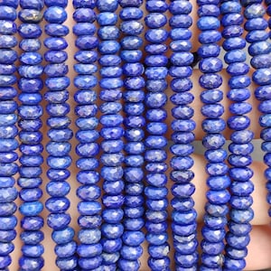 Cuentas de lapislázuli natural facetadas de 16" / Cuentas de lapislázuli azul de 6,5-8,5 mm / Cuentas de lapislázuli azul al por mayor para proveedores de piedras preciosas /