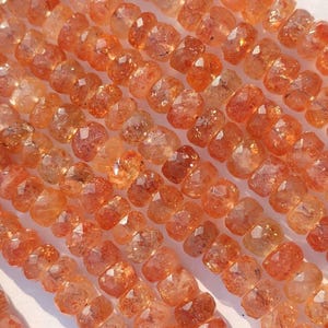 AAA+ Natural Sunstone Faceted Rondelle Beads | 13&quot; Sparking Sunstone Beads | Gemstone Beads | Wholesale Beads For Jewelry Supplier