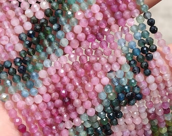 Natuurlijke multi-toermalijn gefacetteerde rondelle kralen | 13" toermalijn edelsteen | 3,5 mm toermalijn groothandel kralen voor sieraden ketting |