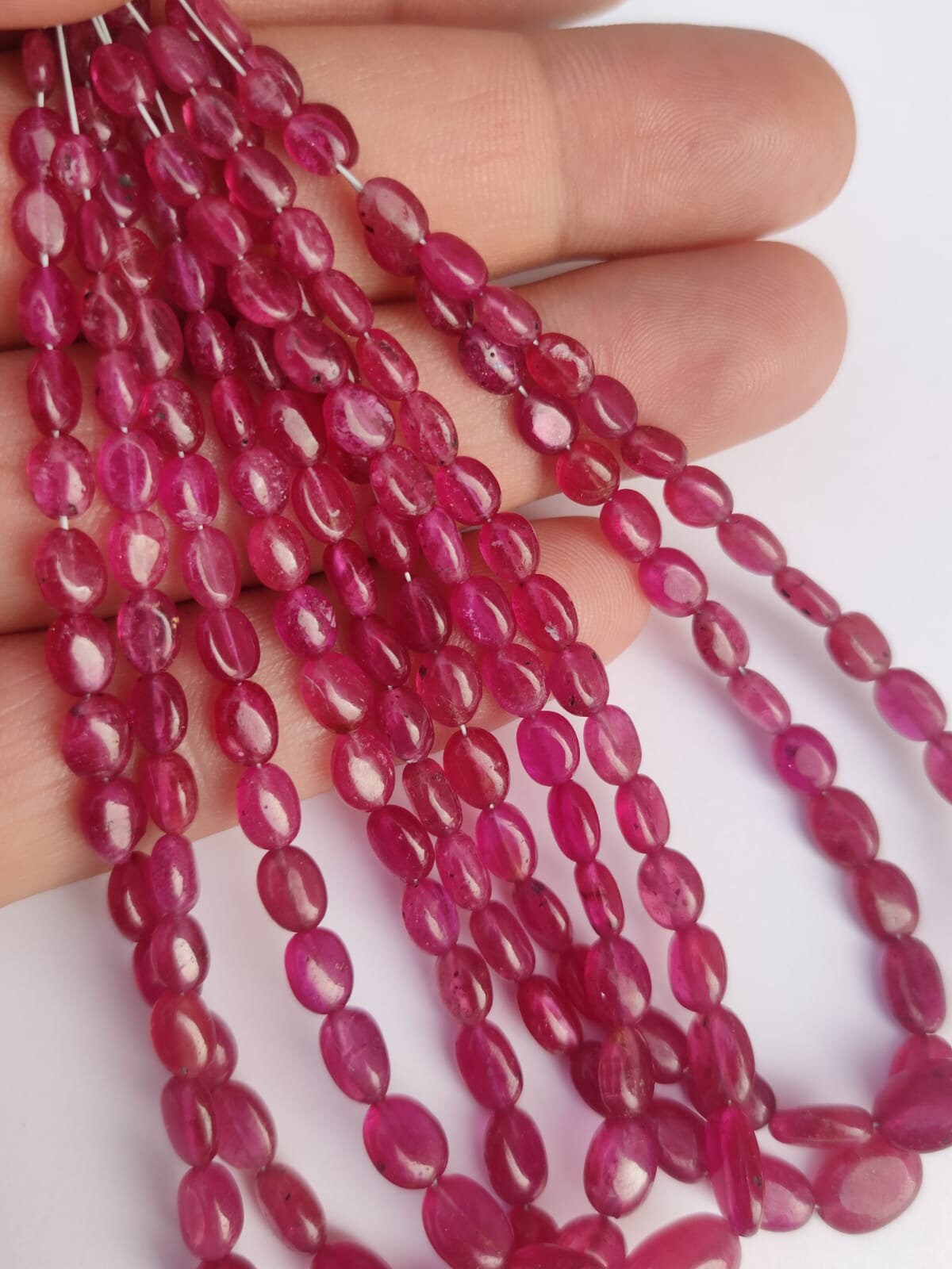 Natural Ruby Smooth Oval Beads | Red Ruby Beads | 8
