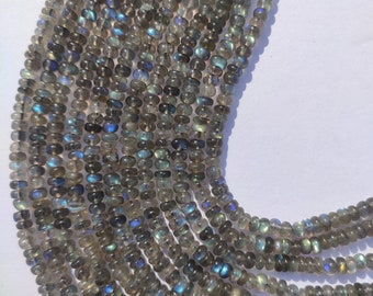 Offer Price..100% Natural 15" Labradorite Smooth Rondelle Beads | Blue Fire Labradorite Beads | Wholesale Gemstone Beads For Jewelry Making