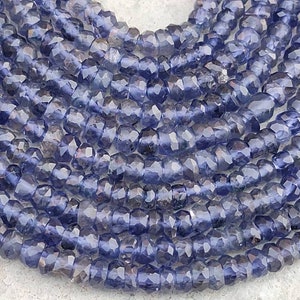 AAA+ Iolite Faceted Rondelle Beads | Natural Blue Iolite Semi Precious Gemstone Beads For Jewelry Making | Wholesale Beads Suppliers |