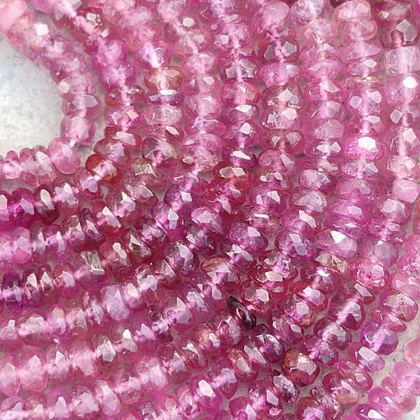 Natural Pink Tourmaline Faceted Rondelle Beads | Pink Tourmaline Beads | Pink Tourmaline Shaded Wholesale Gemstone Beads |Tourmaline Beads |