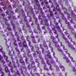 Perline rondelle sfaccettate in ametista naturale AAA+/ Perline in pietra preziosa di ametista viola da 8" / Perline all'ingrosso per la creazione di gioielli / Fornitore di perline /