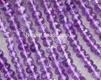 AAA+ Natural Amethyst Faceted Rondelle Beads| 8" Purple Amethyst Gemstone Beads | Wholesale Beads For Jewelry Making | Beads Supplier |