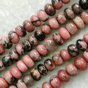 Natural Rhodonite Smooth Rondelle Beads| 10 Inch Rhodonite Beads |  Beautiful Rhodonite Gemstone Wholesale Beads For Jewelry Making |
