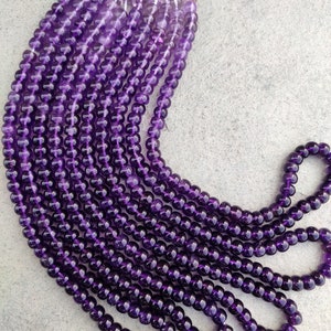 AAA Natural African Amethyst Smooth Rondelle Shape Beads | 15&quot; Amethyst Shaded Plain Rondelle Gemstone | Wholesale Beads For Jewelry Making