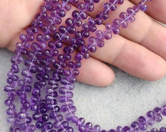 AAA+ African Amethyst Faceted Teardrop Beads | Amethyst Briolette | Amethyst Drops Bead | Amethyst Side Cut Drops Wholesale Beads Supplier |