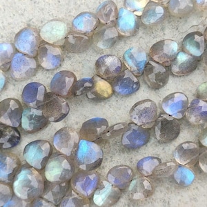 AAA Natural Labradorite Faceted Heart Shape Beads | Labradorite Heart Briolette | Labradorite Fire Beads | Wholesale Supplier |