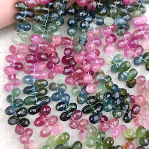 AAA Multi Tourmaline Faceted Teardrops Beads | Tourmaline Faceted Beads | Multi Tourmaline Side Cut Tear Briolette | Tourmaline Supplier