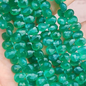 AAA+ Green Onyx Faceted Pear Shape Briolette | Onyx Pear Beads | Green Onyx Side Drill Pear | Wholesale Beads For Jewelry Making Long Earing