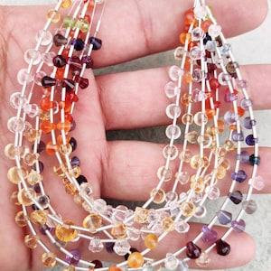 Multi-Color Gemstone Faceted Beads: Citrine, Garnet, Iolite (6.5 Inch Strand