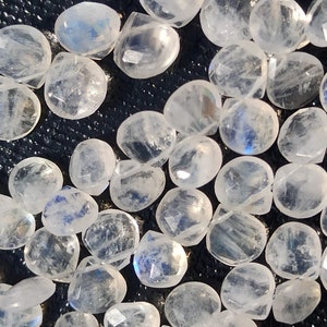 Natural Rainbow Moonstone Faceted Heart Shape Beads | 7" Rainbow Moonstone Briolette | Side Cut Drops Wholesale Beads For Jewelry Making |