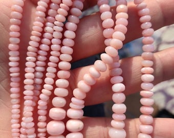 Smooth Pink Opal Graduated Rondelle Loose Beads Size 8mm~18mm 15.5inch 