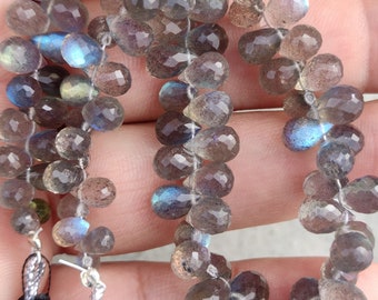 AAA Natural Labradorite Faceted Tear Drop Briolette | Blue Flashy Labradorite Beads | Labradorite Side Cut Fine Quality Wholesale Gemstone |