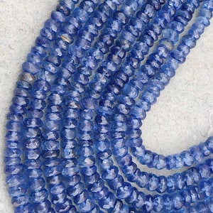 16"AAA+ Natural Kyanite Faceted Rondelle Beads | Kyanite Beads | 4-5.5/4.5-6 MM Gemstone Beads | Wholesale Beads For Jewelry Making Necklace