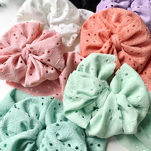 Eyelet Bows, Eyelet Headwraps, Eyelet Headbands, spring colors, baby bows, toddler bows, simple bows, spring bows