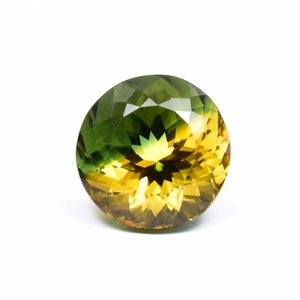 13 x 13 MM Bi-Color Tourmaline 8.25 Ct Vintage Style And GIT Certified 100% Natural Yellow Green Color Round Cut Loose Gemstone