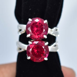 Natural Red Painite Round Cut Certified Gemstone Ring Statement & Engagement Ring Couple Pair 92.5 Sterling Silver Ring Events Gifts Beauty