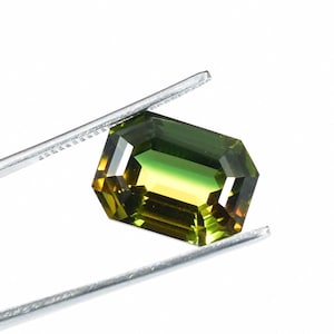 16 x 12 MM Bi-Color Tourmaline 13.20 Ct Vintage Style And GIT Certified 100% Natural Yellow Green Color Radiant Loose Gemstone