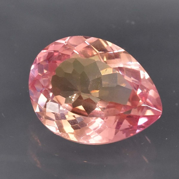 18 x 14 MM 15.55 Ct Flawless Bi-Color Padparadscha Sapphire GIT Certified Gemstone Pear Cut,High-End Glamorous & Precious Use Ring/Pendent