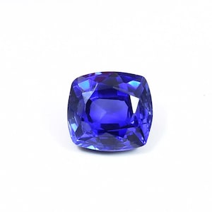 10 x 10 mm AAA+ 7.20 Ct Natural Royal Vivid Blue Ceylon Sapphire Cushion Cut Gemstone (GIT) Certified Very Precious Quality