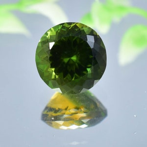 15 x 15 MM Natural 13.25 Ct Brazilion Bi-Color Yellow-Green Tourmaline GIT Certified Use Ring & Jewelry Tool, Flawless Beathtaking Gemstone