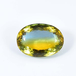 27 x 20 MM Bi-Color Tourmaline 52.80 Ct GIT Certified 100% Natural Yellow Blue Oval Cut Loose Gemstone, Very good Looking