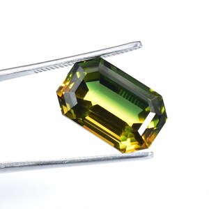 18 x 12 MM Bi-Color Tourmaline 17.05 Ct Vintage Style And GIT Certified 100% Natural Yellow Green Color Radiant Loose Gemstone