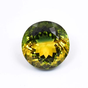 12 x 12 MM Bi-Color Tourmaline 7.55 Ct Vintage Style And GIT Certified 100% Natural Yellow Green Color Round Cut Loose Gemstone