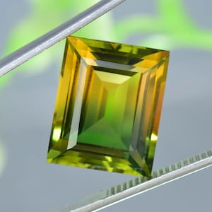 16 x 13 MM Natural 13.50 Ct Brazilion Bi-Color Yellow-Green Tourmaline GIT Certified Use Ring & Jewelry Tool, Flawless Beathtaking Gemstone