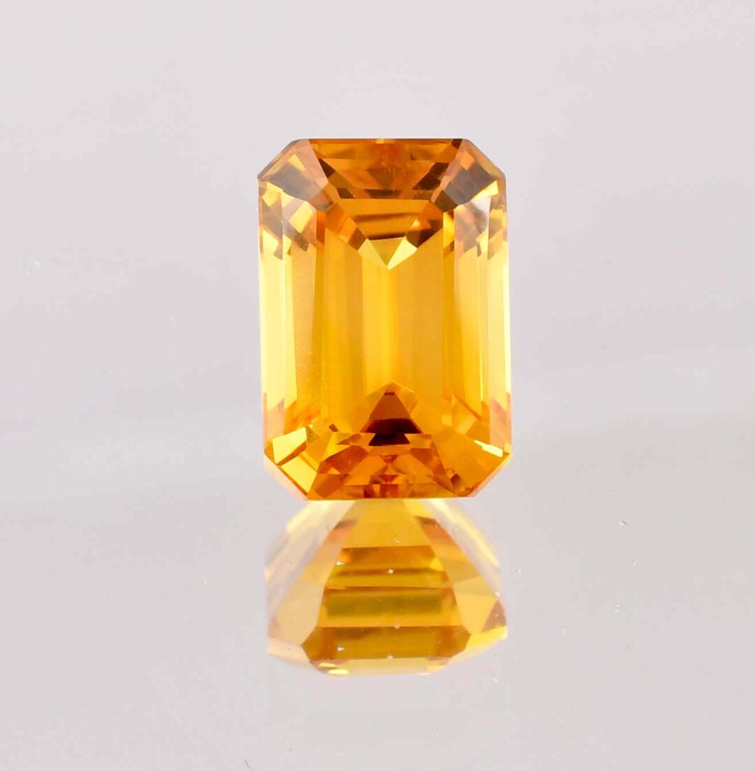 Rare Yellow Color Flawless Natural Rare Bi-color Yellow-orange Sphalerite Gem Emerald Cut ...