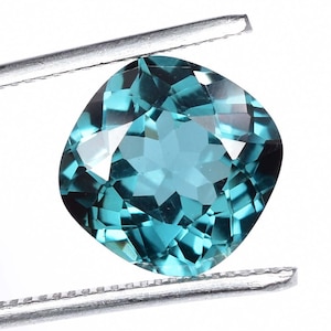 11 x 11 MM Flawless 7.25 Ct Natural Indicolite Blue Green Tourmaline Loose  Gemstone GIT Certified Use Making Pendent Ring