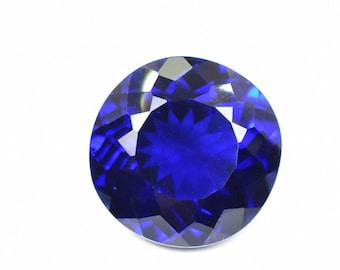 15 x 15 mm Flawless 13.25 Ct Natural Deep DARK Blue Tanzanite Round Cut Loose Gemstone (GIT) Certifié High-End Glamorous À couper le souffle