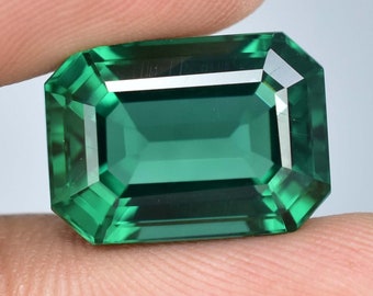 16x11MMFLAWLESS GRADE 11.55Ct 100% Natural Green Zambian Emerald Loose Asscher Cut Gemstone (GIT) Certified From Zambia , Treatment = None