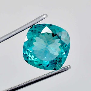 AAA Flawless 11 x 11 mm Blue Green Bi-Color Ceylon Teal Sapphire Loose Cushion Cut 7.80 Ct, High Sapphire Ring And Jewelry Making Gemstone