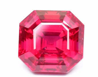 13 x 13 mm Flawless 15.20 Ct Natural Mozambique Pegion Blood Red Ruby Perfect Asscher Cut Gemstone GIT Certified Precious Rare Find Gem