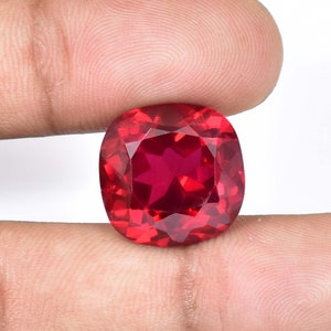 16 x 16 MM 27,25 ct naturlig mozambikisk duvblodsröd rubin kuddslipad ädelsten (GIT) certifierad mycket god kvalitetsring, smycke