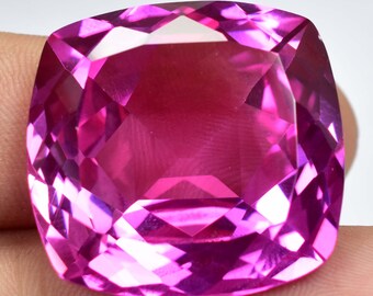 25 x 24 MM AAA+ 68.60 Ct Natural Royal Pink Ceylon Sapphire Cushion Cut Loose Gemstone (GIT) Certified Very High Quality