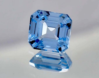 13 x 12 MM 11.65 Ct 100% Natural Sky Blue AQUAMARINE Asscher Cut Cornflower Loose Gemstone GIT Certified Unique & Precious Breathtaking Gem