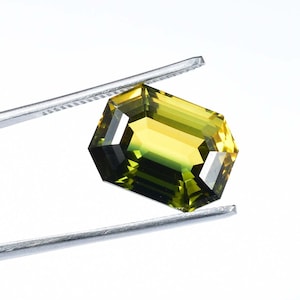 16 x 12 MM Bi-Color Tourmaline 13.50 Ct Vintage Style And GIT Certified 100% Natural Yellow Green Color Radiant Loose Gemstone