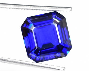12 x 12 MM Flawless 9,90 Ct Natürliche Deep DARK Blau Tansanit Asscher Cut Loose Gemstone (GIT) Zertifiziert Hi-End Glamourös Atemberaubend