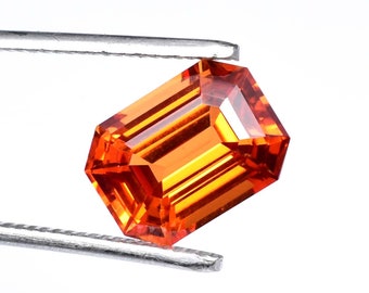 12 x 9 MM African Spessartite Fanta Orange Garnet Unique Color And Perfect Radiant Cut 6.70 Ct Loose Gemstone (GIT) Certified