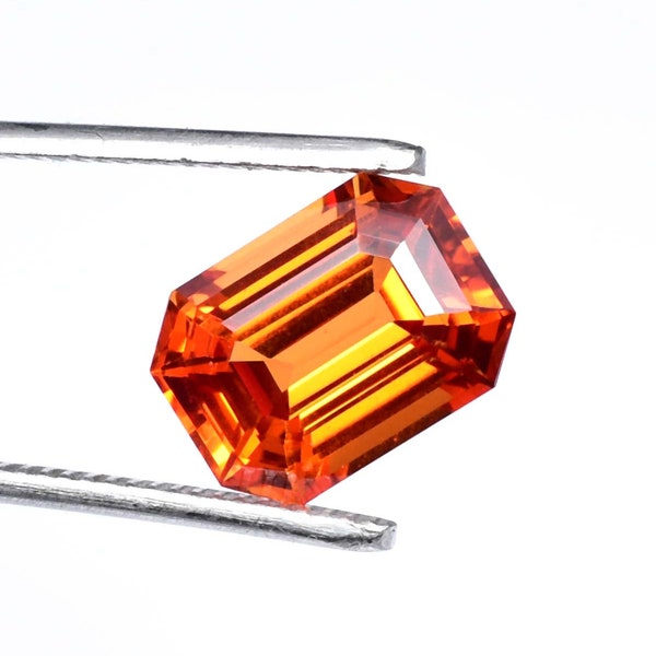 12 x 9 MM African Spessartite Fanta Orange Garnet Unique Color And Perfect Radiant Cut 6.70 Ct Loose Gemstone (GIT) Certified