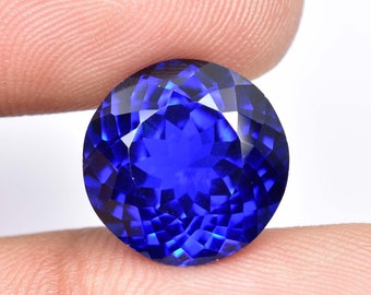 14 x 14 MM Royal Blue Sapphire AAA+ 11.65 Ct Natural Inc Blue Color Round Cut Loose Gemstone (GIT) Certified Very nice Quality