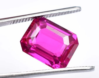 13 x 11 MM Flawless 10.45 Ct Natural DARK Royal Pink Ceylon Sapphire Emerald Cut Loose Gemstone GIT Certified Very High Quality