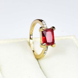 6 x 8 MM Natural Red Painite Emerald Cut Certified Gemstone Ring Statement& Ring Gift For Her 92.5 Sterling Silver Ring Events Gifts Beauty