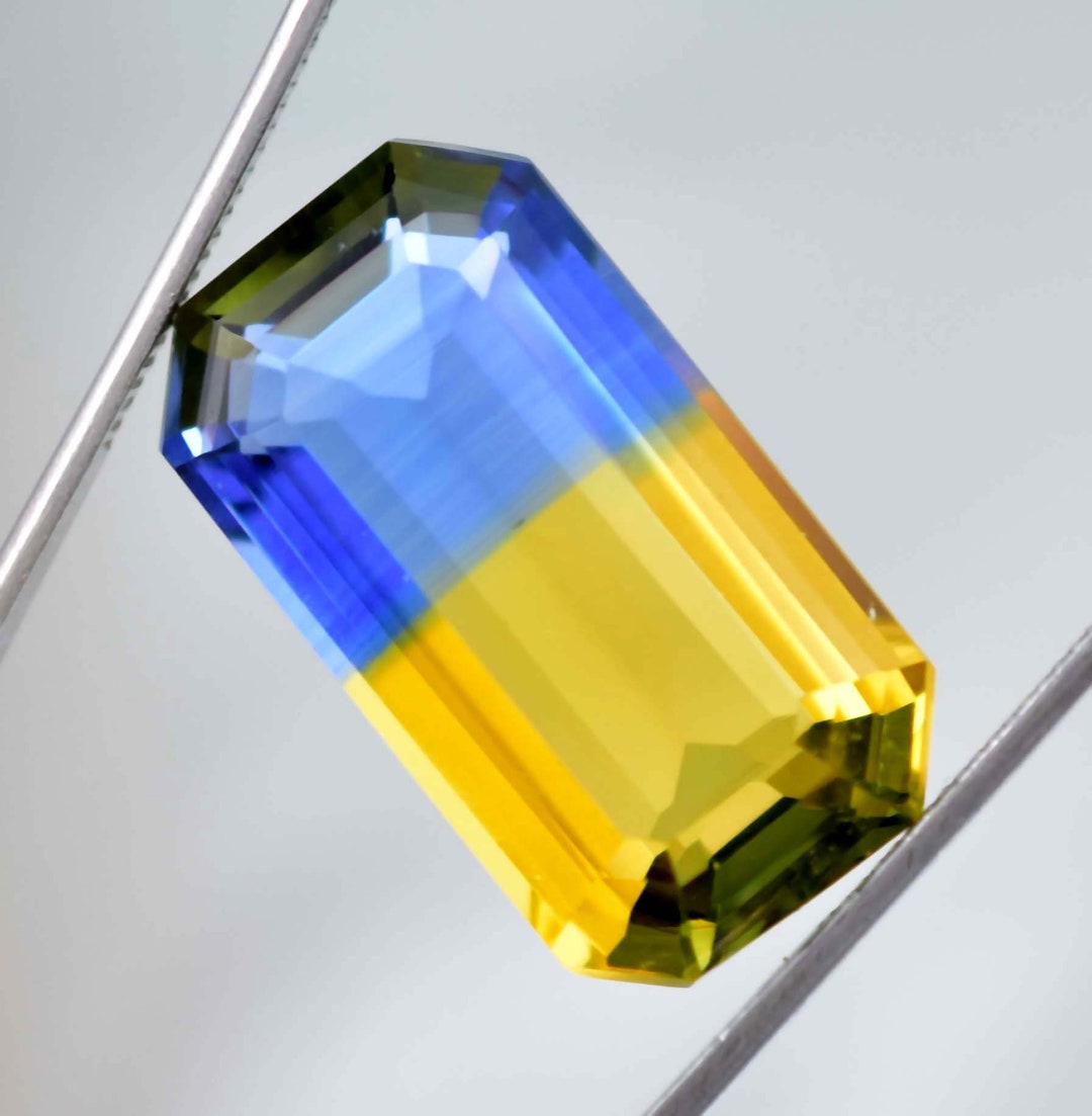 28 X 16 MM 32.90 Ct Natural Bi-color Parti Sapphire Radiant Cut Loose ...