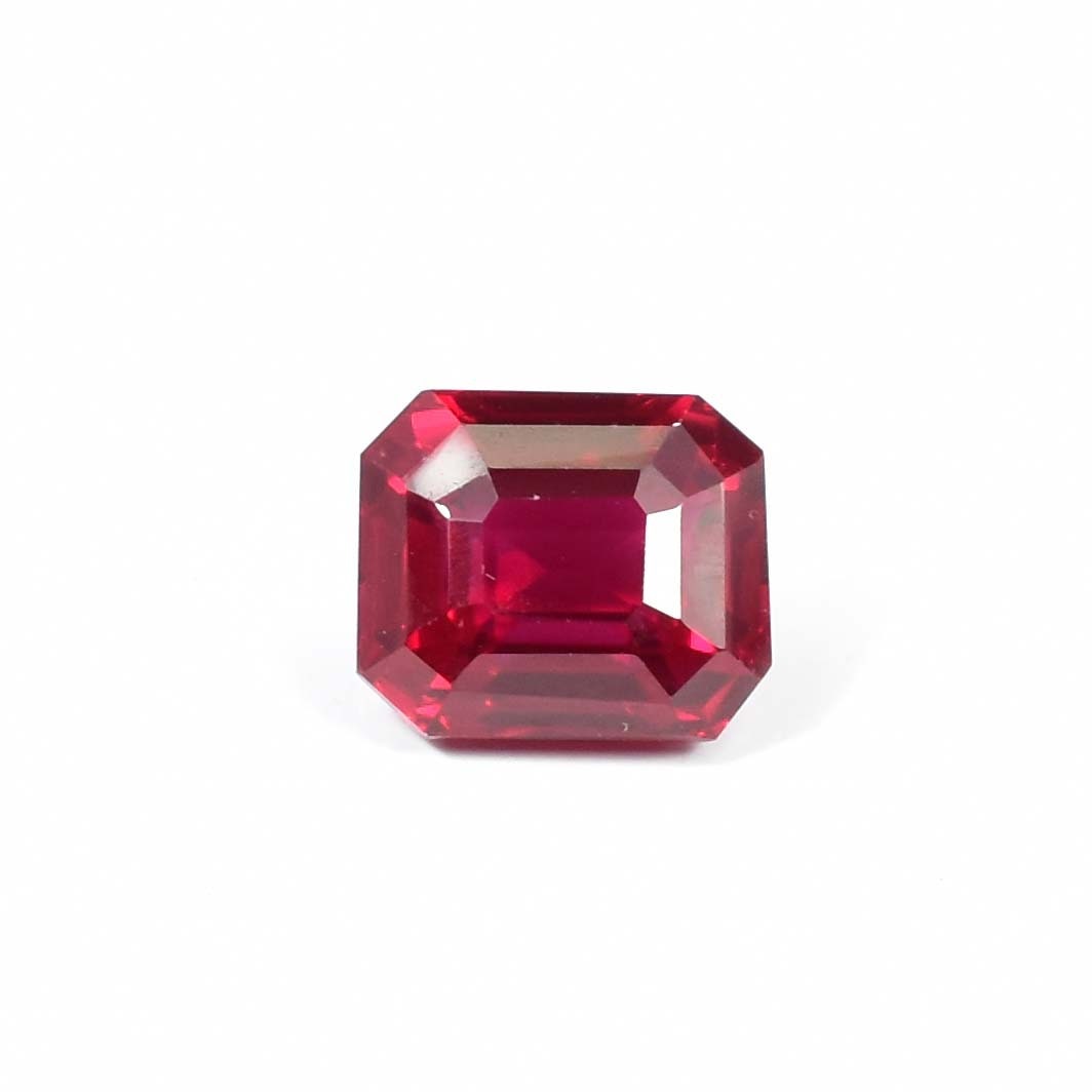 14 x 12 MM 13.60 Ct Natural Mozambique Pigeon Blood Red Ruby Emerald Cut Gemstone (GIT) Certified Very Good Quality Use Ring , Jewelry