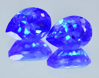 14 x 10 mm Flawless Natural D'Block DARK Blue Tanzanite Pear Cut Pair Loose Gemstone (GIT) Certified Heart'Touching Hi-End Glamorous